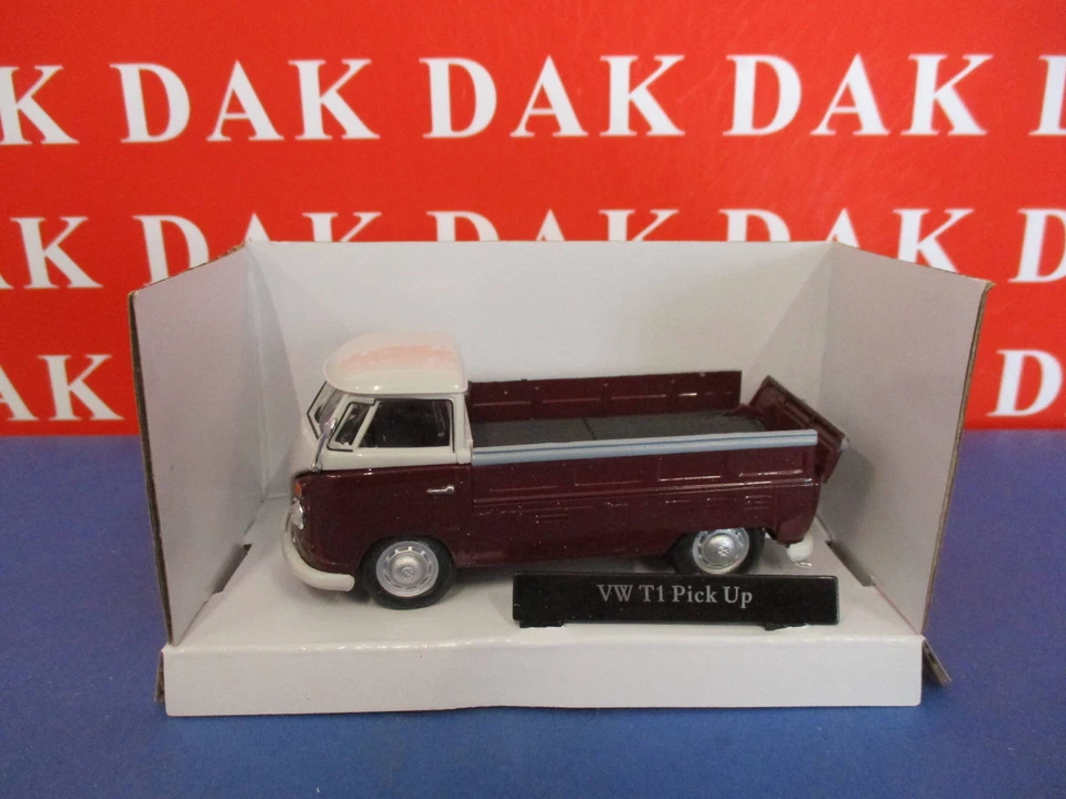 Die cast 1/43 Modellino Furgone Volkswagen T1 Pick UP Bianco Amaranto Cararama - Immagine 2 di 4
