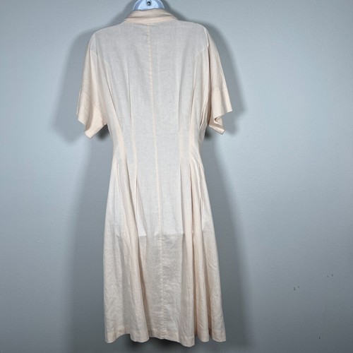 Vintage Halston Womens Shirt Dress Sz 10 Retro Classic Modest Church Linen Blend - Picture 3 of 13