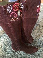 Boden Brown Embroidered Leather Suede Boots Size 3.5 (36) Rrp £130 Boden Brown Embroidered Leather Suede Boots Size 3.5 (36) Rrp £130