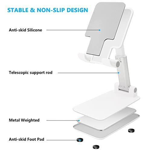 Soporte de teléfono celular plegable ajustable universal para escritorio - Photo 3 sur 7