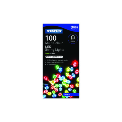 Lulea 100 mehrfarbige LED Innen/Außen Netz angetriebene Schnur festliche Lichter