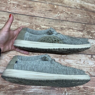 Hey Dude Wally Linen Iron Loafers Gray Mens Size 9 Slip On  display picture 1