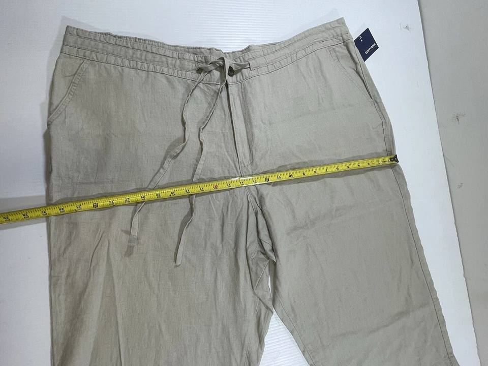 Basic Editions Woman’s Plus Stone Linen Viscose Drawstring Cropped Capri Pant 2X - Image 3 of 4