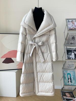 Winter Womens Mid Long Trench Coat Down Jacket Lapel Collar