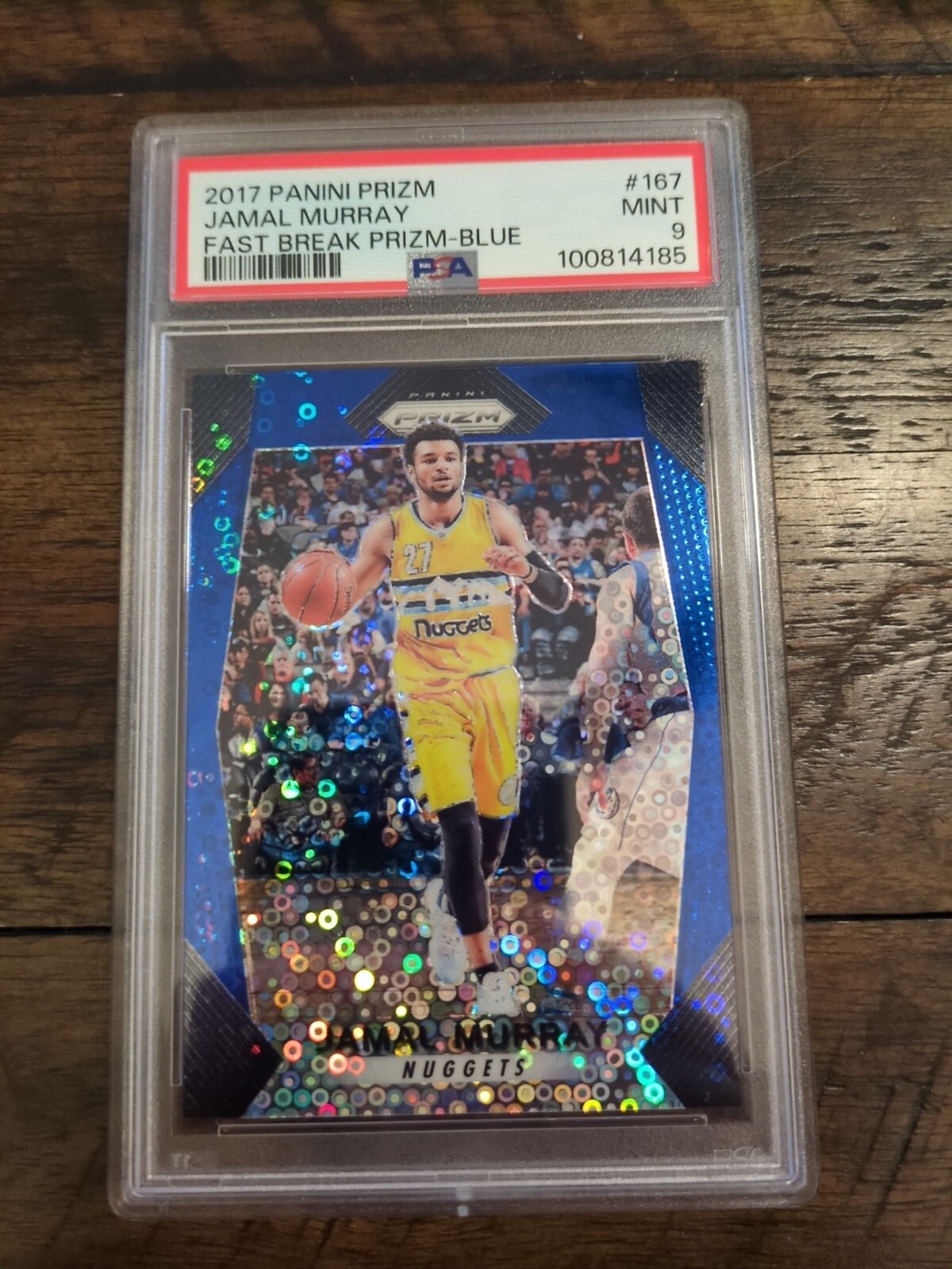 2017 Panini Prizm Jamal Murray Fast Break Blue Prizm /175.  PSA 9. Nuggets