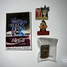 4 VINTAGE Coca Cola~Coke LAPEL /Hat PIN LOT Pre-Owned Mixed Lot