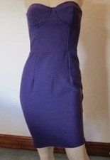 New Ladies Purple Bustier Strapless Dress Size 6 From TopShop Party Evening