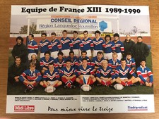 FRANCE RUGBY LEAGUE SQUAD 1989-90 A3 POSTER