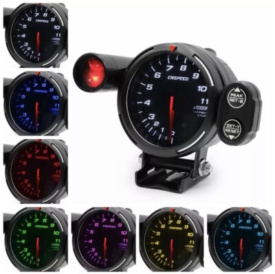 3.50''  7 Color LED Car Tachometer RPM Gauge Meter Step Motor w/ Shift Light
