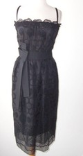 DOLCE & GABBANA Black Silk Lace Embroidered Bow Corset Dress 42  6