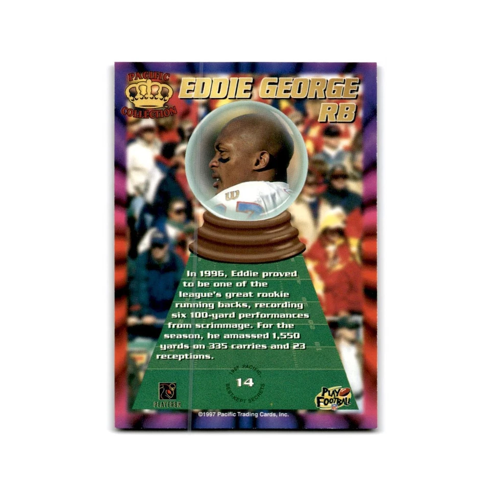 Eddie George 1997 Pacific #14 Houston Oilers Football Card NM - Image 2 of 3