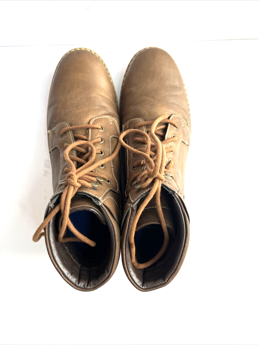Saddlebred Langdon Faux Brown Leather Lace Up Boots Men Size  display picture 3