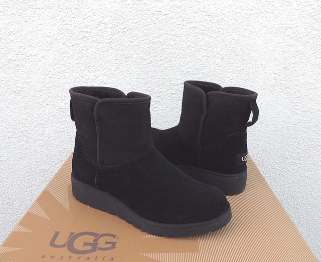 kristin slim short sheepskin wedge boots