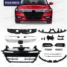 16PC For Accord 2018-20 Chrome Grille Molding Fog light Bumper Headlight Bracket