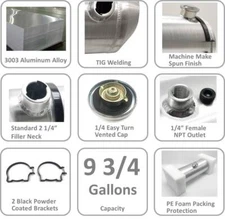 Universal 9.75 Gallons 12x20'' 1/4 NPT Aluminum Spun Vertical Gas Tank Fuel Tank