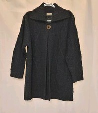 Carraig Donn Gray 100 Pure New Wool Cable Knit Fisherman Cardigan XL Ireland