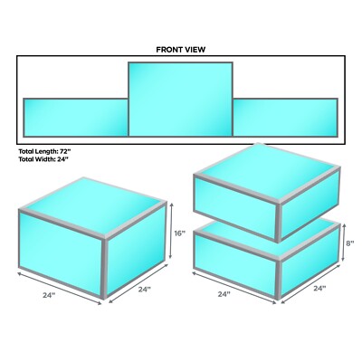 ProX XSA DJ Stage Platform 24'' x 24'' x 8'' High Sections Pair + 16'' High Secti...