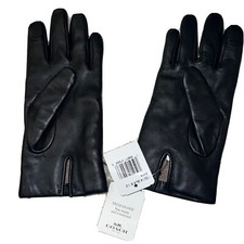 Coach Womens Black Leather Gloves, Black Size 6 1/2 Msrp 95
