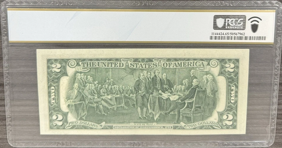 1976 $2 Two Dollar Bill - Stamped First Day Issue 4/13/1976 PCGS 65 PPQ FDOI - Image 2 of 2