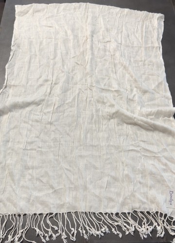 NEW Bindya NY Ivory White Scarf Sheer Mesh Tassel Fringe Wrap 25”x72” Soft Cozy - Picture 8 of 8