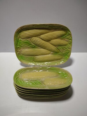 Vintage 7 PC. Corn Style Serving Dishes/Plates & Platter Vegetable Cottage core 