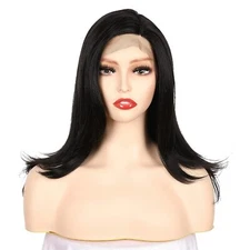 Onedor 18" Premium Japanese 130% Density Straight Lace Front Side Part Long Wigs