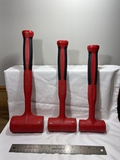 Nice 3 Piece Set Snap-on Red Soft Grip Dead Blow Hammers Mallets 24, 32, 48oz.