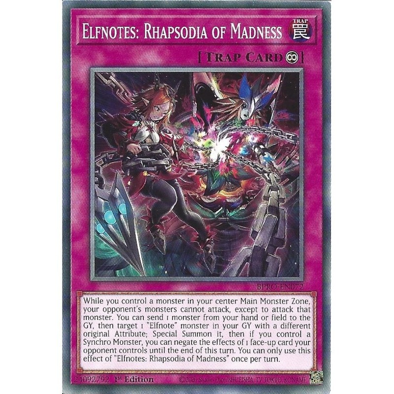 BPRO-EN072 Elfnotes: Rhapsodia of Madness : Common Card : 1st Edition : YuGiOh