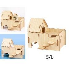 Casa de hámster castillo de conejillo de indias juguete de juego con peldaños jaula de madera para hámster
