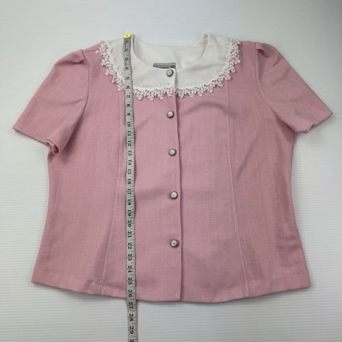 Pablo Collection Pink Skirt Set 2pc Size 20WP Lace Collar Vintage USA Made - Picture 10 of 14