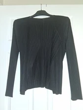 PLEATS PLEASE Black Long Sleeve Cardigan Jacket Sz 3 Japan Issey Miyake