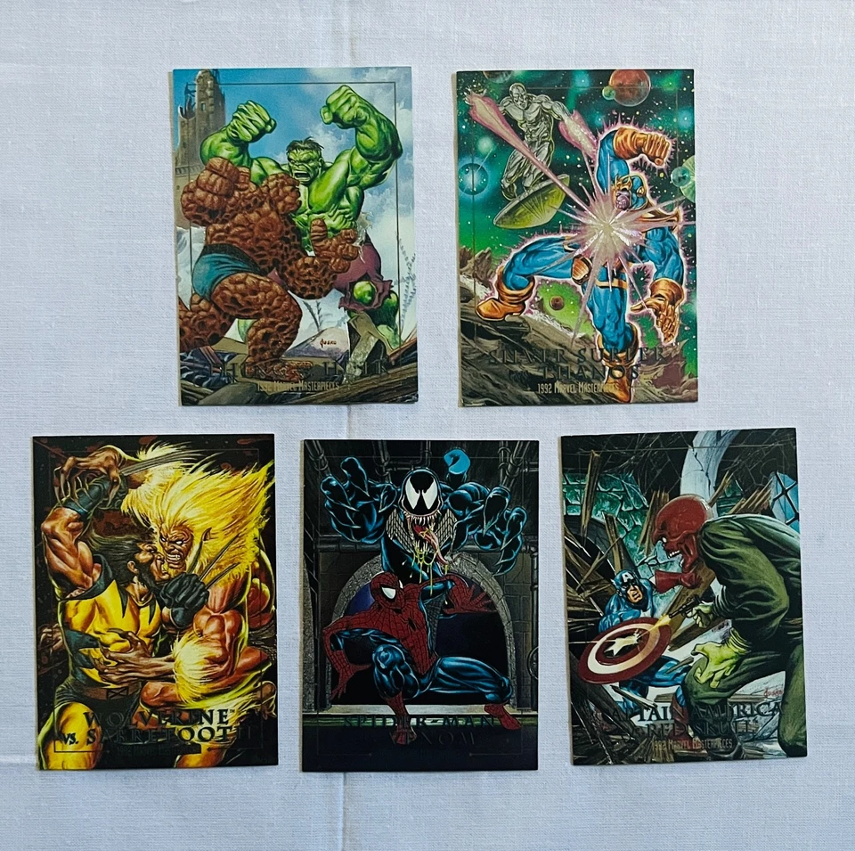 Juego de cartas coleccionables Skybox 1992 Marvel Universe Masterpieces con tarjetas de bonificación 1D-5D Foto 3 de 4