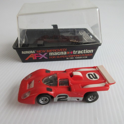 #ad Aurora AFX Grand Slot Car Magna Traction 1905 Red Ferrari 512M in cube NO RUN $45.00