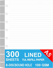 Junior Size Discbound Refill Paper - 8 Discs Discbound Paper, Lined Arc Paper Re