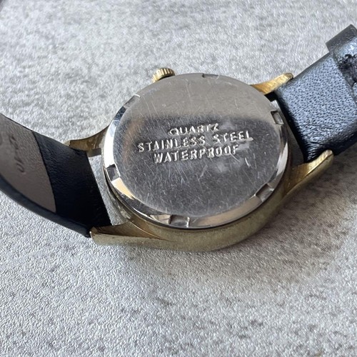 Montre Femme OMEGA De Ville Quartz Or 3 Aiguilles Robe Modèle Bracelet Cuir Noir - Photo 3/5