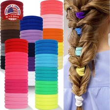 100PCS Elastic Hair Ties Nylon Seamless Ponytail Holders Thick Hair for Women Gi