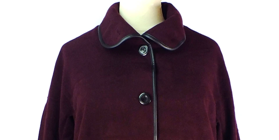 Nuevo con etiquetas Abrigo Mujer Within Merlot Talla Grande 18W Mezcla Lana Imitación Cuero Acentos Forrado Foto 3 de 4