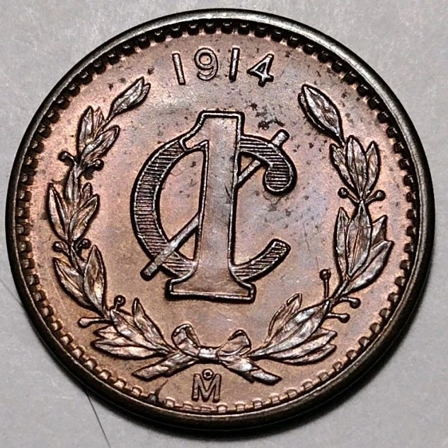 Mexico 1914 1 Centavo UnCirculated Bronze Coin KM#415 C25-510 - Image 4 of 4