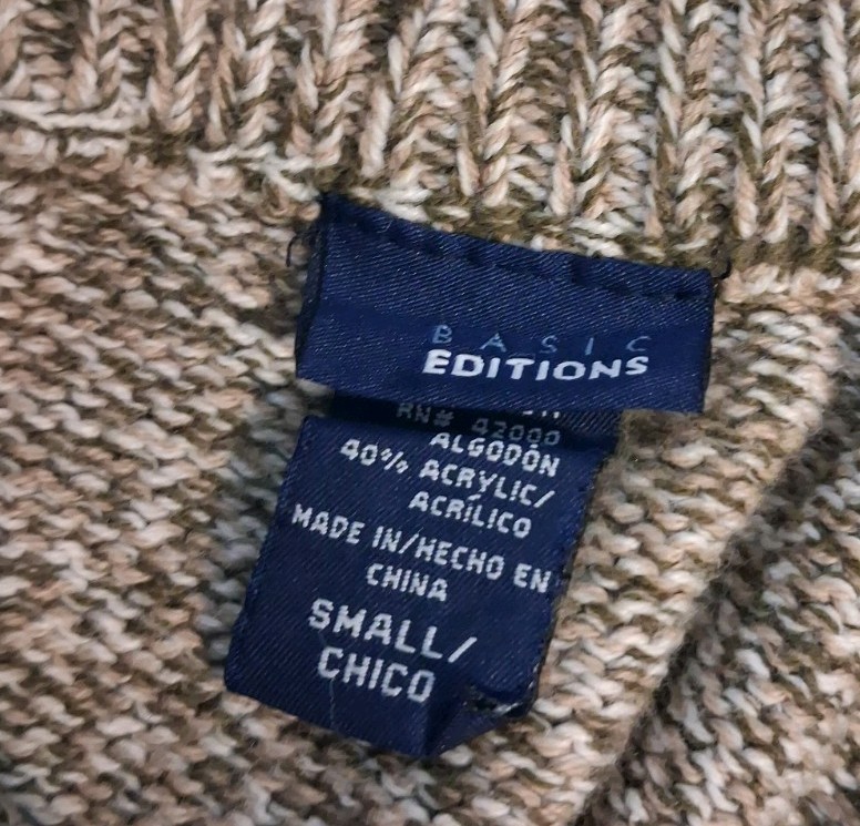 Basic Editions Green/White Marbled Button Sweater… - image 4
