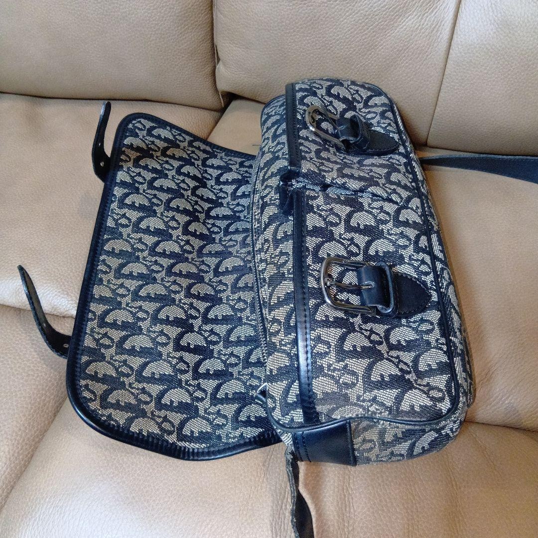 Christian Dior Shoulder Bag Canvas Leather Navy Beige From Japan Authentic thumbnail 11