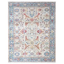 10'x14' Lace White Antiqued Ziegler Mahal Design Wool Hand Knotted Rug R10221