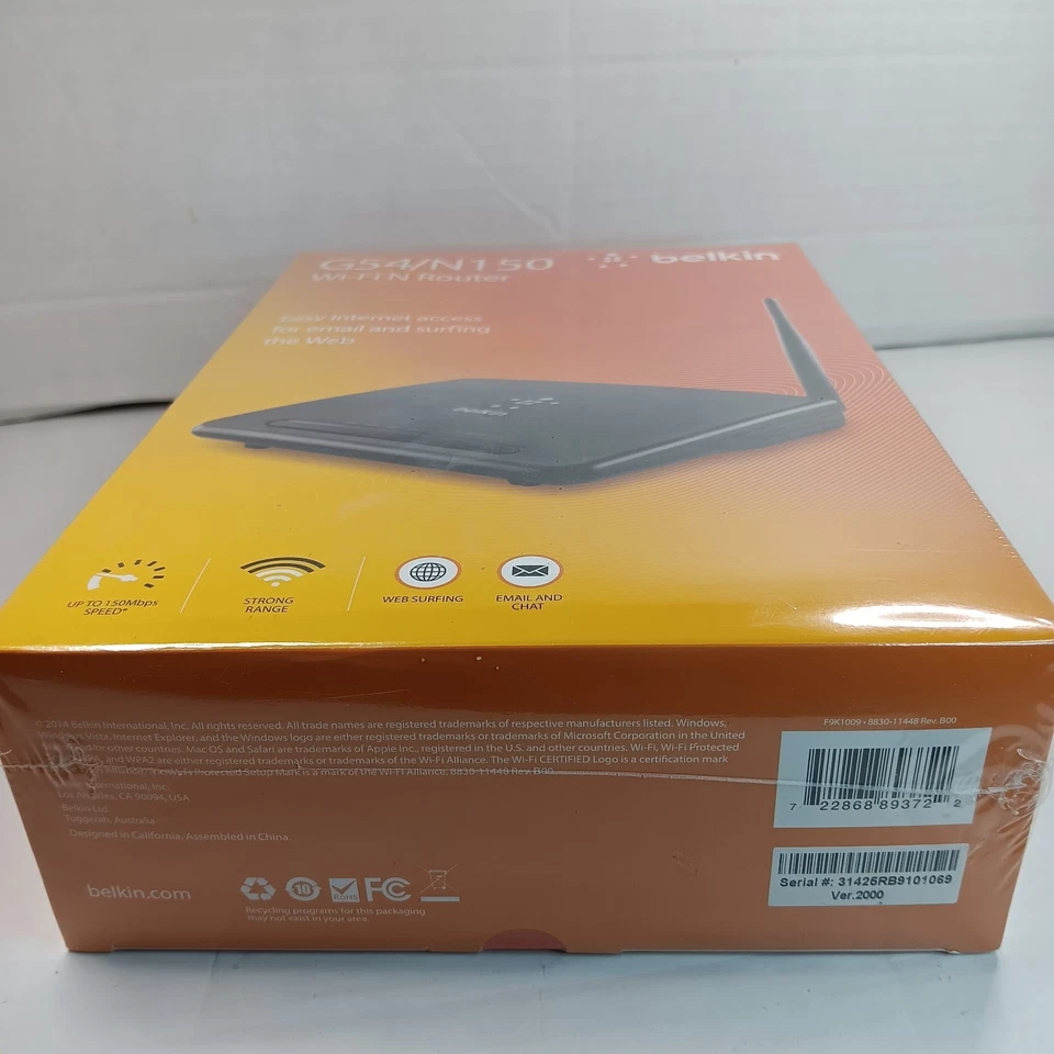 Belkin G54/N150 Wireless Wi Fi N Router 4 LAN Port Up to 150Mbps - Image 2 of 4