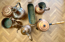 8x Vintage Kupfer Kanne Topf Schale Fondue Dekoration Orient Kellerbar Landhaus