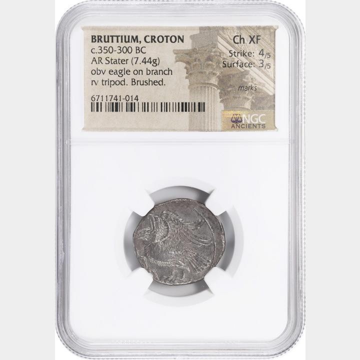 ITALY. Bruttium. Kroton. AR Stater (7.44 gms), ca. 350-300 B.C. NGC