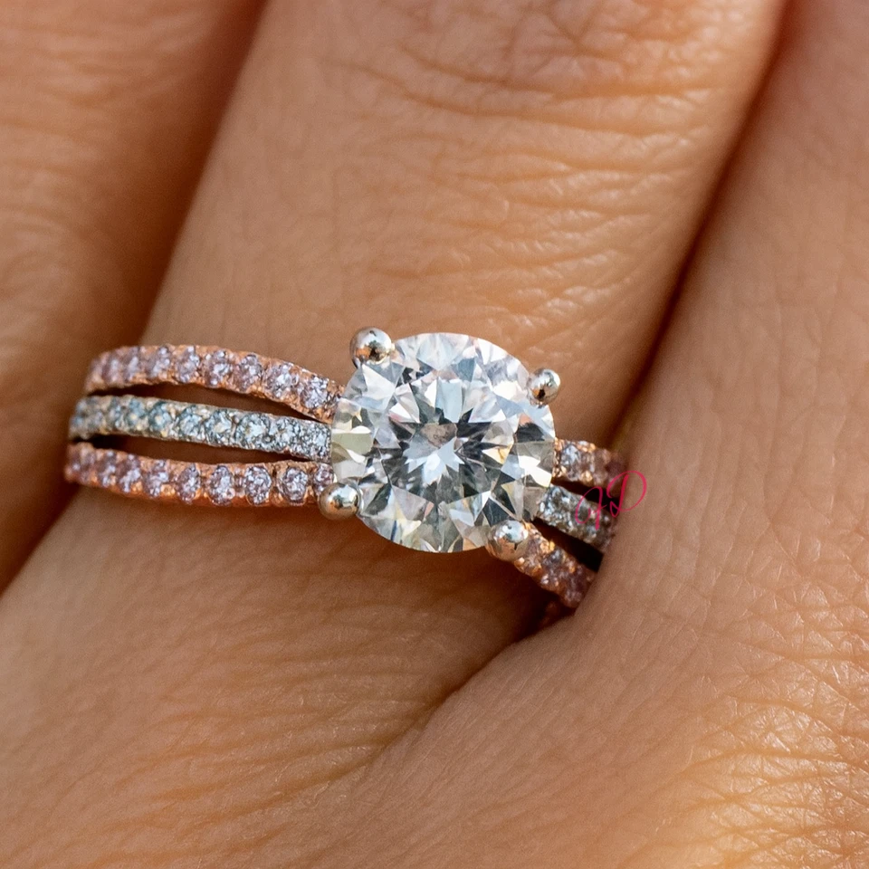 Engagement Ring Diamond Lab Grown Round 1.7 Carat IGI Certified 18k Multi Gold - Image 4 of 4