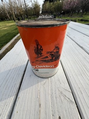 Vintage RARE Harley Davidson Two Cycle Sno-Oil Snowmobile Oil Can Full