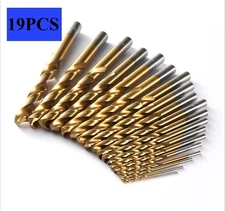 19PCS Titanium Coated HSS Drill Bits Quick Change Gold Silver for Wood and Steel