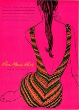 1960 Rose Marie Reid Swimsuit Ad - Retro ""Bahia"" Backless Maillot Pink Art