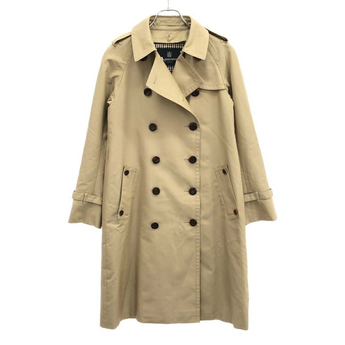 Aquascutum Trench Coat Cotton Polyester Liner Beige Used