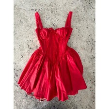 House of CB Red Corset Mini Dress Lace Up XS Plus Cup